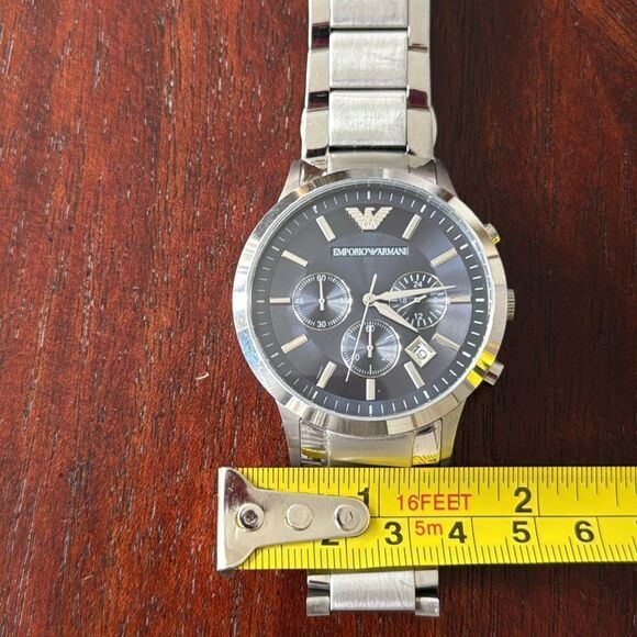 Emporio Armani AR2434 Chronograph Watch Dark Graphite Sunray Dial Steel 43mm - Picture 6 of 12